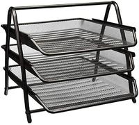 Zuvo Mesh Desk Organiser 3 Tier Letter Tray Organizer Office Desktop Document Paper File Storage Mesh Filling Collection for Home & Office Use (Black)