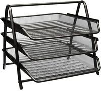 Zuvo Mesh Desk Organiser 3 Tier Letter Tray Organizer Office Desktop Document Paper File Storage Mesh Filling Collection For Home