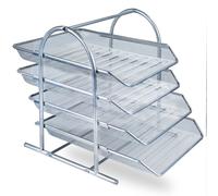 Zuvo Mesh Desk Organiser 4 Tier Letter Tray Organizer Office Desktop Document Paper F