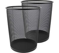 Zuvo Metal Mesh Waste Paper Bin, Bedroom & Office Bin, Black, 2 Pack