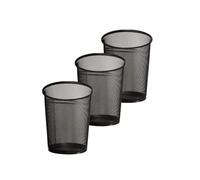 Zuvo Metal Mesh Waste Paper Bin, Office & Bedroom Bin, Black, 3 Pack