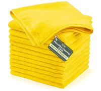 Zuvo Microfibre Cleaning Cloth 12 Pack - Lint-Free Dish Cloths for Kitchen, Washing Up & Surfaces | 32×32 cm, Yellow