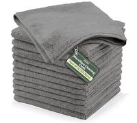 Zuvo Microfibre Cleaning Cloths, 12 Pack, Lint-Free, 32x32cm, Grey