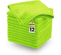 Zuvo Microfibre Cloth Pack Of 12 Green 32X32Cm Reusable Lint Free Cleaning Cloths For Home Car Office