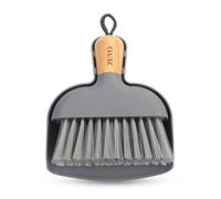 Zuvo Mini Dustpan and Brush Set, Bamboo Handle, Table and Kitchen, Grey