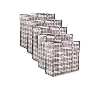Zuvo Moving Bags with Zip (5 Pack) - Large Laundry Storage Bags, Heavy Duty Woven, Waterproof, Reusable Packing Bags for Moving House, Clothes, Bedding, 60x50x25cm