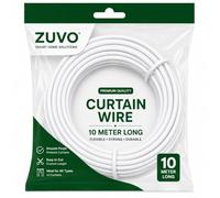 Zuvo Net Curtain Wire Kit with 20 Hooks and Eyes, 10 m, White