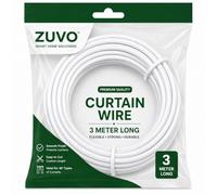 Zuvo Net Curtain Wire Kit with 4 Hooks and Eyes, 3 m, White