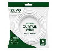 Zuvo Net Curtain Wire Kit with 6 Hooks and Eyes, 4 m, White