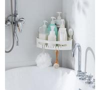 Zuvo No-Drill Shower Caddy With Suction Cups - Adhesive-Free Bathroom Shelf For Shampoo, Soap, Toiletries White