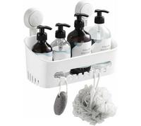 Zuvo No Drill Shower Caddy With Suction Cups White Bathroom Shelf For Shampoo Soap Toiletries