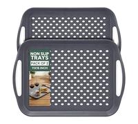 Zuvo Non-Slip Food Serving Tray, Lap Tray for Eating, 2 Pack, Grey
