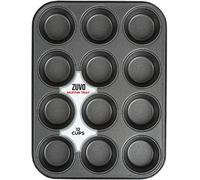 Zuvo Nonstick 12 Cup Muffin Tray Black Bpa Free Cupcake Pan Dishwasher Safe And Stain Resistant