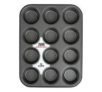 Zuvo Nonstick 12 Cup Muffin Tray - BPA Free & Dishwasher Safe Cupcake Pan Muffin Tray with Stain-Resistant, Baking Mould for Muffins or Cupcakes, Bakeware - (Black)