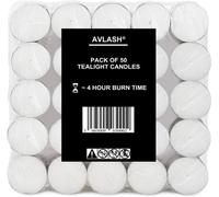 Zuvo Pack Of 50-4 Hour Burning Time Unscented Tea Lights, Great For Centrepieces, Weddings, Christmas, Spa, Dining Table And Home Décor