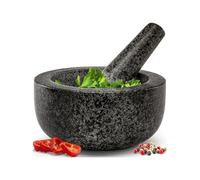 Zuvo Pestle and Mortar Set, Natural Stone Spice and Herb Grinder, Black