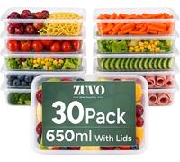 Zuvo Plastic Food Containers with Lids, Fridge Freezer, 30-Pack