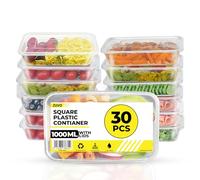 Zuvo Plastic Microwave Food Takeaway Freezer Safe- Reusable Lunch Boxes 30 Pack - Food containers And Lids