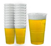 Zuvo Plastic Pint Glasses 569ml Reusable Cups, Full Pint, 50 Pack