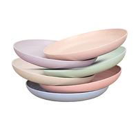 Zuvo Plastic Plates Reusable Set of 6 - Unbreakable Plastic Dinner Plates 6 Inches - Safe from Dishwasher & Microwave - Mix Colors, [Mixed]
