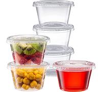 Zuvo Plastic Sauce Containers with Lids - 04 OZ (50 Pack) - Perfect Round Plastic Food Storage Containers for Sauce - Reusable, Leakproof Tubs, BPA Free, 12 x 14 cm