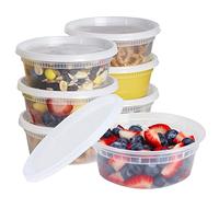 Zuvo Plastic Sauce Containers with Lids - 08 OZ (24 Pack) - Perfect Round Plastic Food Storage Containers for Sauce - Reusable, Leakproof Tubs, BPA Free