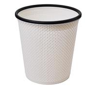 Zuvo Plastic Trash Paper Bin - Modern Look Cylindrical Open-Top Design Lightweight Waste Basket, Rubbish Bin For Kitchen, Bedroom, Bathroom & Office Bin White