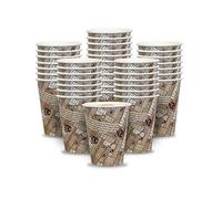 Zuvo Printed Paper Coffee Cups 8oz, Disposable Takeaway, 50 Pack