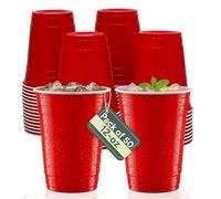 Zuvo Red Party Cups 12oz, Plastic Disposable Cups 50 Pack