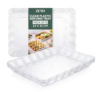 Zuvo Reusable Plastic Serving Trays for Party Food & Buffet Tables | Pack of 6 (32x24 cm) | Clear Food Serving Platters for BBQ, Picnics, Catering, Snacks, Cakes, Sandwich & Buffet Tray