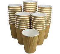Zuvo Ripple Takeaway Paper Coffee Cups - [30 Cups - 12 OZ] Best for Hot Drinks, Brown