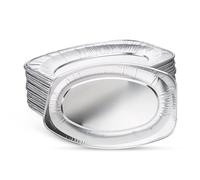 Serving Platters for Party Food - Pack of 10 - Large Aluminium Foil Trays - 35x23cm / 14" - Oven & Freezer Safe Buffet Serving Platters for Parties - Zuvo, Sliver