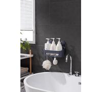 Zuvo Shower Caddy with Suction Cups - No Drill Bathroom Shelf for Shampoo and Toiletries, Rustproof Plastic Shower Organiser (Grey, Rectangle)