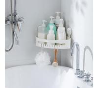 Zuvo Shower Caddy with Suction Cups - No Drill Bathroom Shelf for Shampoo and Toiletries, Rustproof Plastic Shower Organiser (White, Triangle)