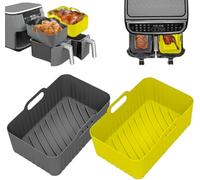 Zuvo Silicon Air Fryer Liners - Pack of 2 - Square Reusable Airfryer Liners for Baking - Ninja, COSORI & Tower Compatible Silicone Liners