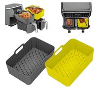 Zuvo Silicon Air Fryer Liners - Pack of 2 - Square Reusable Airfryer Liners for Baking - Ninja, COSORI & Tower Compatible Silicone Liners