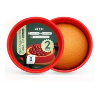 Zuvo - Silicone Cake Tins (2 Pack)- 8 Inch Round Cake Moulds for Baking, Non-Stick Pans for Layer Cakes, Cheesecake, Sponge, Bread & Desserts - Oven, Freezer & Dishwasher Safe