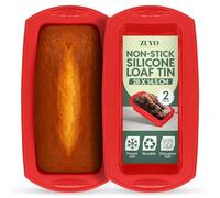 Zuvo - Silicone Loaf Tins (2 Pack) - 2lb Non-Stick Bread Tins for Baking,Bread Pans for Cakes, Banana Bread, Meatloaf - Oven, Freezer, Microwave & Dishwasher Safe, Black