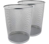 Zuvo Silver Round Metal Mesh Waste Paper Bin Lightweight Pack Of 2 (Silver Round)