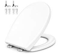 Zuvo Soft Close Toilet Seat White - Quick Release, Oval O Shape, Slow Close, Adjustable Hinges, Heavy Duty - Standard UK Toilet Seat, Fits Most UK Toilets