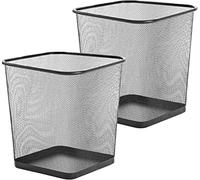 Zuvo Square Metal Mesh Waste Paper Bin Lightweight Black Pack of 2 (Black Square)