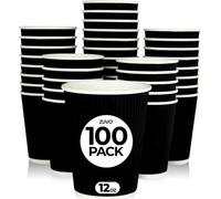 Zuvo Takeaway Coffee Cups 12 Oz - No Lids - 100 Disposable Black Ripple Coffee Cups - Ideal For Takeaways