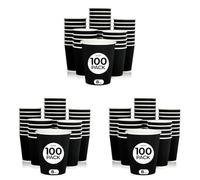 Zuvo Takeaway Coffee Cups 8 OZ - NO Lids - 100 Disposable Black Ripple Coffee Cups - Ideal for Takeaways (Pack of 3)