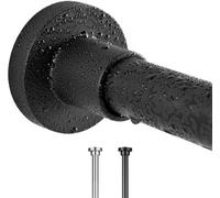 Zuvo Tension Curtain Rods Extendable 40 To 60Cm No Drill Rust Proof Shower Rod For Bathroom Black