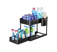 Zuvo Under Sink Storage Solution: Heavy-Duty Organizer to Maximize Kitchen Space - Durable and Versatile for Home & Office Black