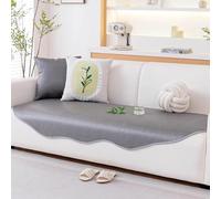 ZUWYYT Ice Silk Sofa Cushion Cover, Cooling Non-Slip Couch Seat Pad, Breathable Summer Furniture Protector, Washable Sofa Seat Cover for Sofas and Armchairs(Light Gray,90 x 160cm)