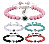 Zuxepimu Custom Photo Bracelet Personalised Projection Bracelet with Picture Inside Birthday Christmas Valentine's Day Memorial Gifts for Mum Women Men Couple Her (Style 4)
