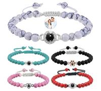 Zuxepimu Custom Photo Bracelet Personalised Projection Bracelet with Picture Inside Birthday Christmas Valentine's Day Memorial Gifts for Mum Women Men Couple Her