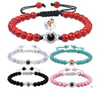 Zuxepimu Custom Photo Bracelet Personalised Projection Bracelet with Picture Inside Birthday Christmas Valentine's Day Memorial Gifts for Mum Women Men Couple Her