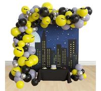 zuxinor 204pcs Bat Hero Birthday Balloons & Decorations - Berry, Kiwi, Navy, Red, Green, Blue, Black, White, Grey - Balloon Arch - Superhero - Kids